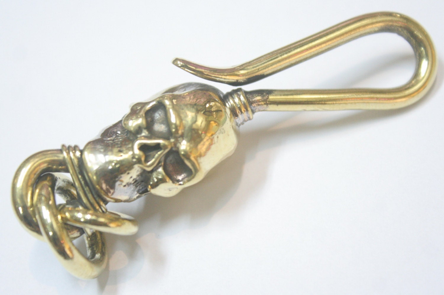 Skull Brass Keychain Hook EDC Gear Every Day Carry Key Ring Etsy