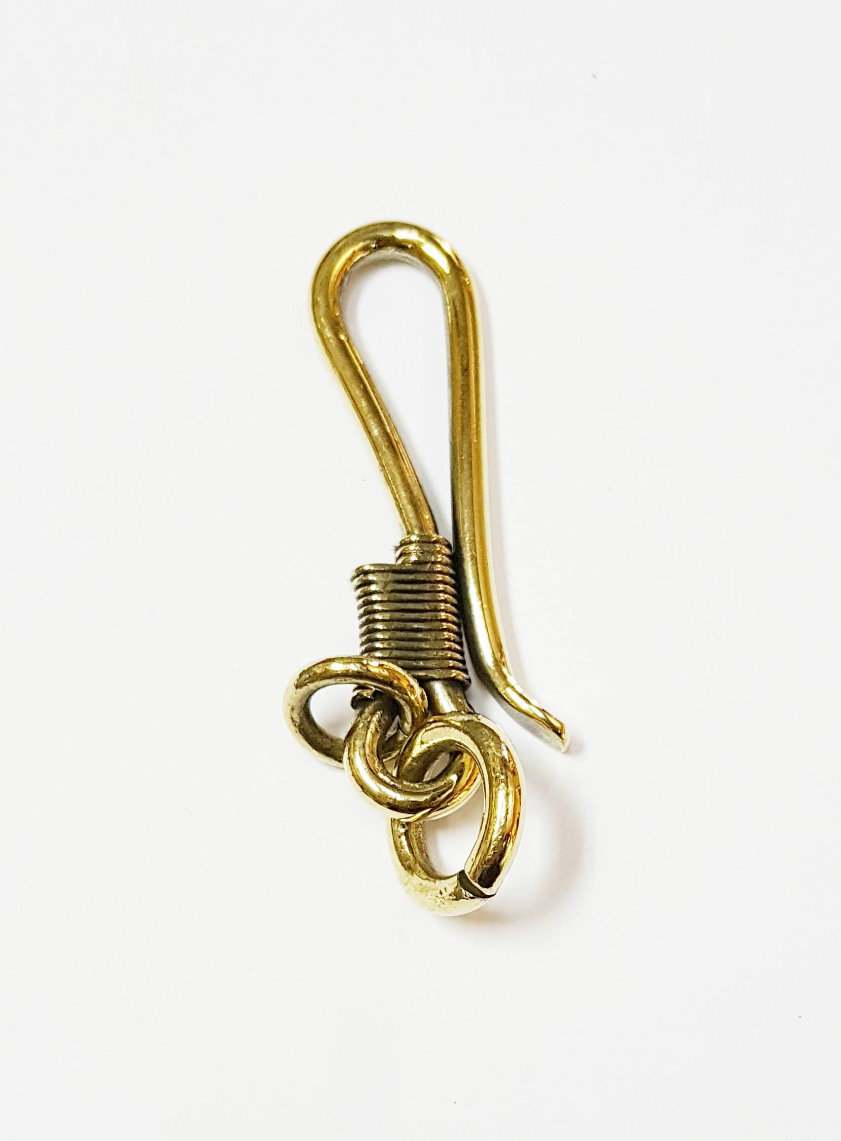 Solid Brass Japanese Style Fish Hook keychain Wallet Keyring Etsy