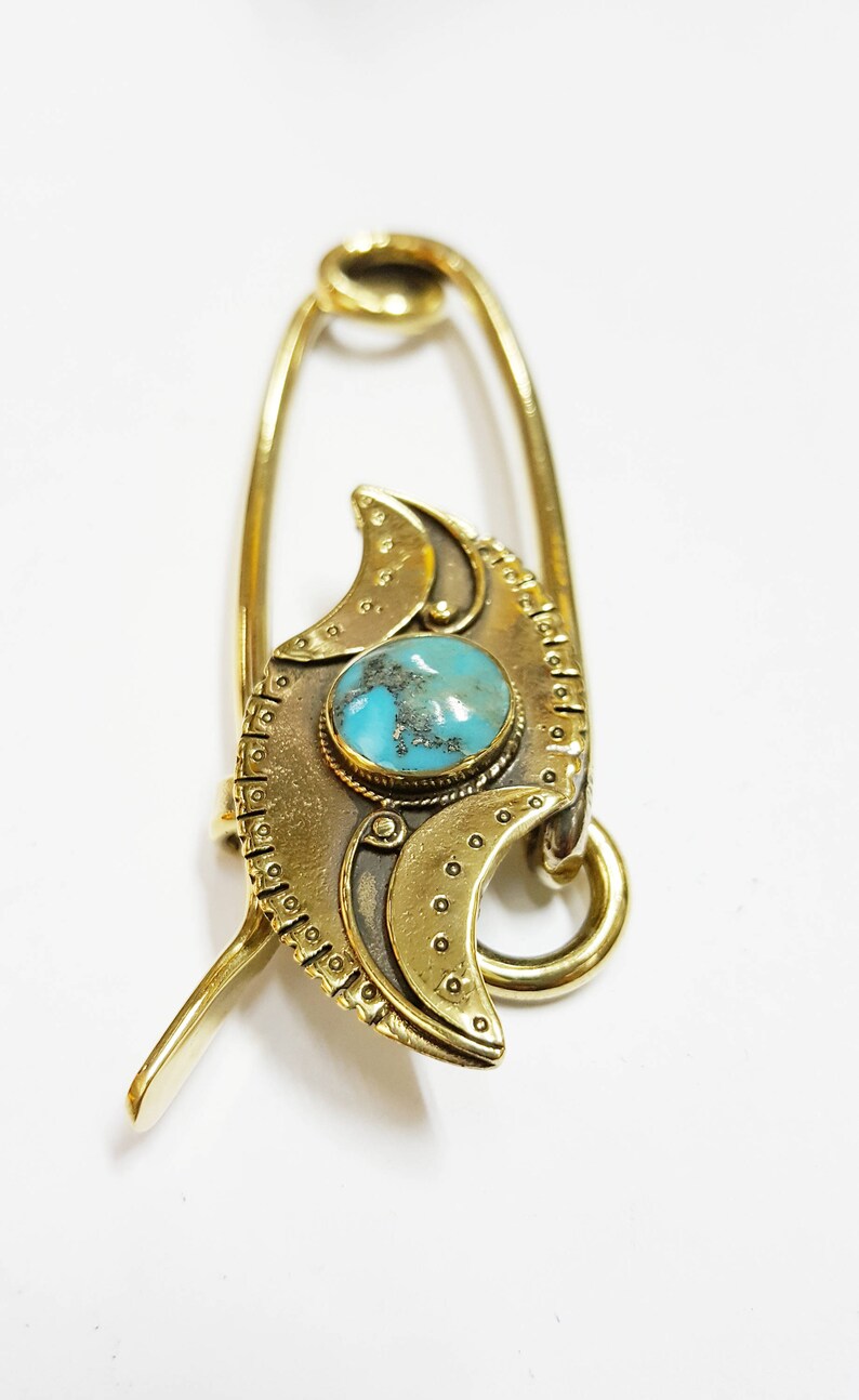 Solid Brass Turquoise Keychain Key Ring FOB Connector Safety Etsy