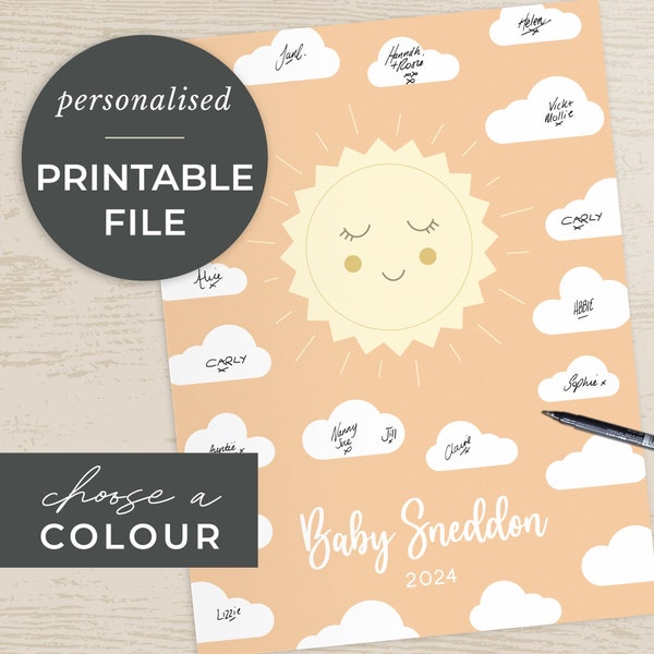 Baby Shower Guest Book Alternative PRINTABLE, Sunshine Decoration Sign Gift DIGITAL FILE Poster Print