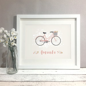 Bike Personalised Print, Bike Art, Custom Bicycle Print, Bicycle Wall Art, Cycling Bike Gift, Gift for Cyclist, Bicycle Gift Idea (unframed)