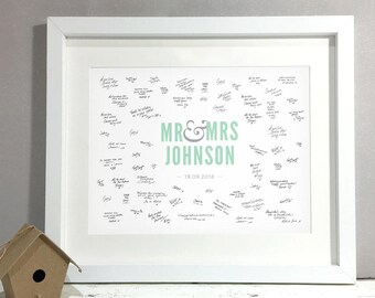 Modern Mr & Mrs Wedding Guest Book Alternative, Unique Wedding Guestbook Ideas, Wedding Decor, Personalized Print Ampersand (sin marco)