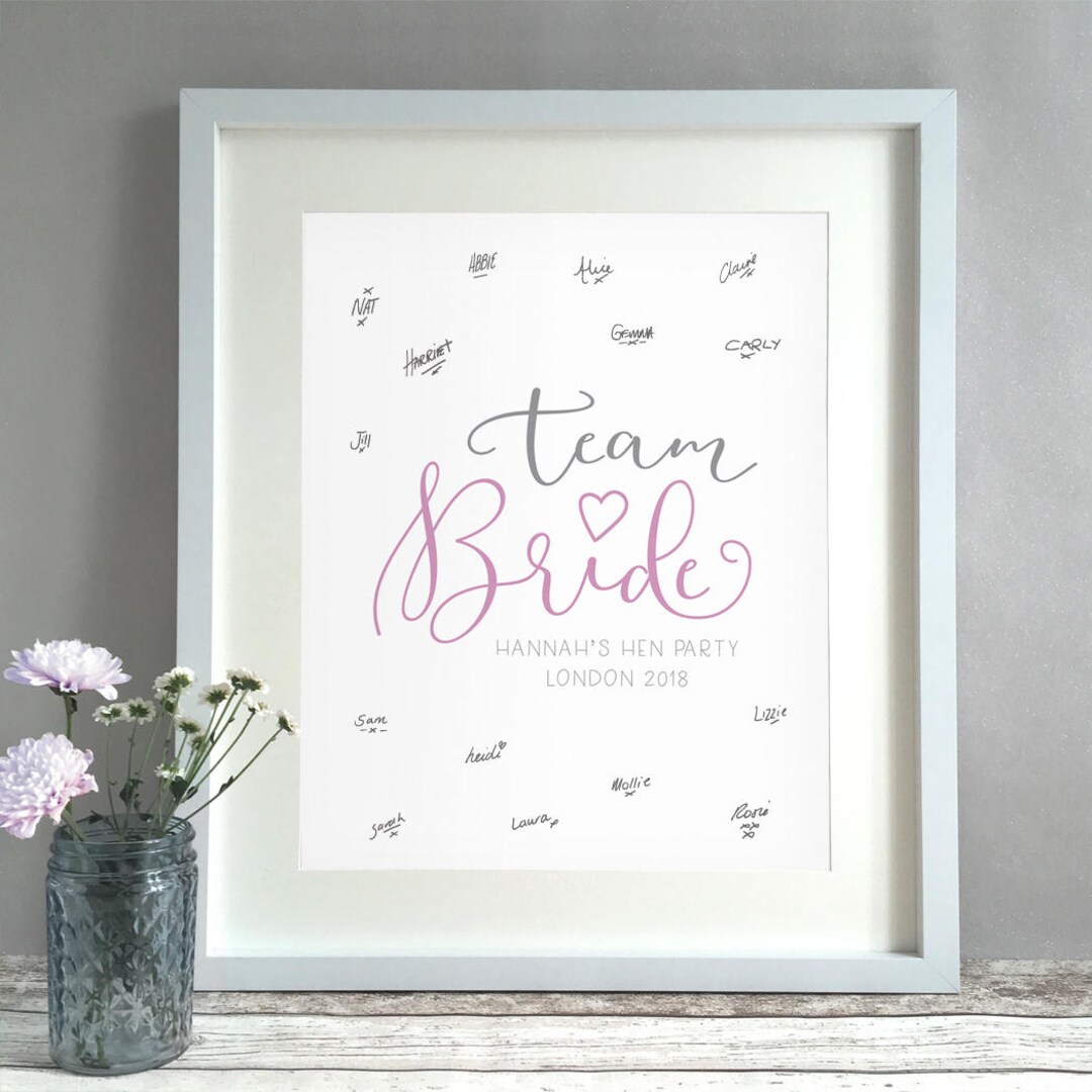 Team Bride Bridal Shower Hen Party Guest Book Alternative, Hen Weekend ...