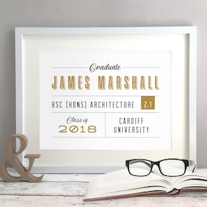 Personalised Graduation Gift Print, Gift for New Graduate, College University Degree, Graduation Decoration, End Of Uni Student (unframed)