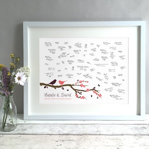 Birds Wedding Guest Book, Unique Wedding Guestbooks Ideas, Guestbook Alternative, Wedding Tree Guest Book, Personalised Print (unframed)