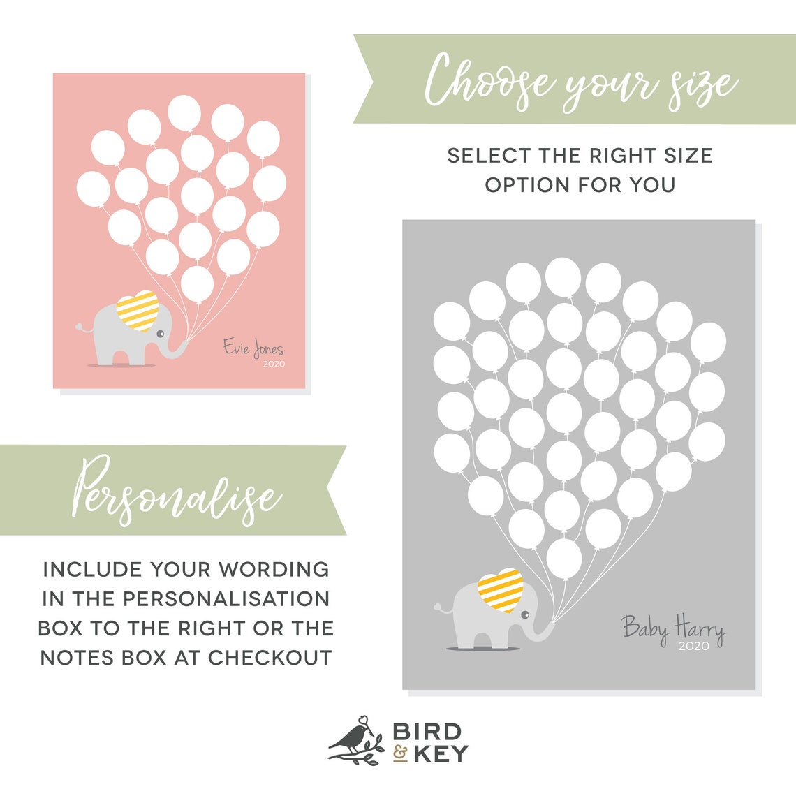 PRINTABLE DIGITAL FILE Elephant Balloons Baby Shower Guest - Etsy UK