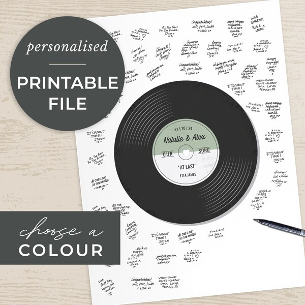 Wedding Guest Book Alternative PRINTABLE, Record Wedding Song Print DIGITAL FILE