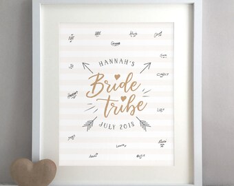 Bride Tribe Guest Book Alternative, Hen Party Do Weekend, Bachelorette Party, Bridal Shower, Decoration Sign Print Keepsake Gift (sin marco)