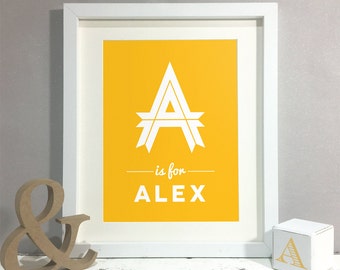 Letter Art Print, Monogram Initial Poster, Personalised Name Print, Kids Room Decor, Nursery Wall Art, Nursery Decor, Name Sign (Unframed)