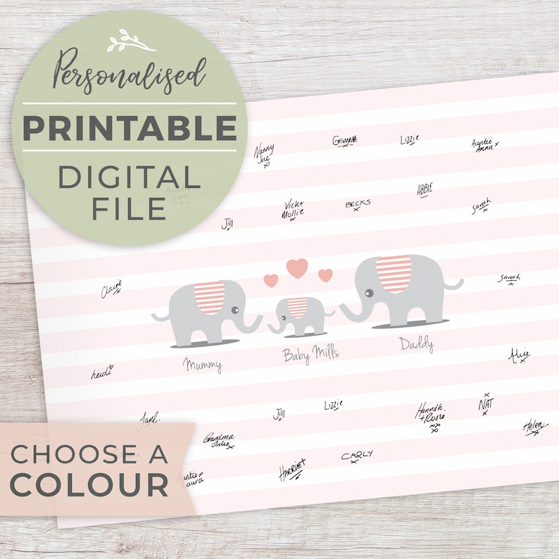 PRINTABLE DIGITAL FILE Elephant Family Baby Shower Guest Book - Etsy