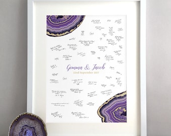 Geode Agate Wedding Guest Book Alternative, Gem Stone Crystal Unique Modern Wedding Guestbook Ideas, Personalised  Print Poster (unframed)