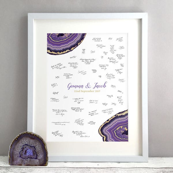 Geode Agate Wedding Guest Book Alternative, Gem Stone Crystal Unique Modern Wedding Guestbook Ideas, Personalised  Print Poster (unframed)