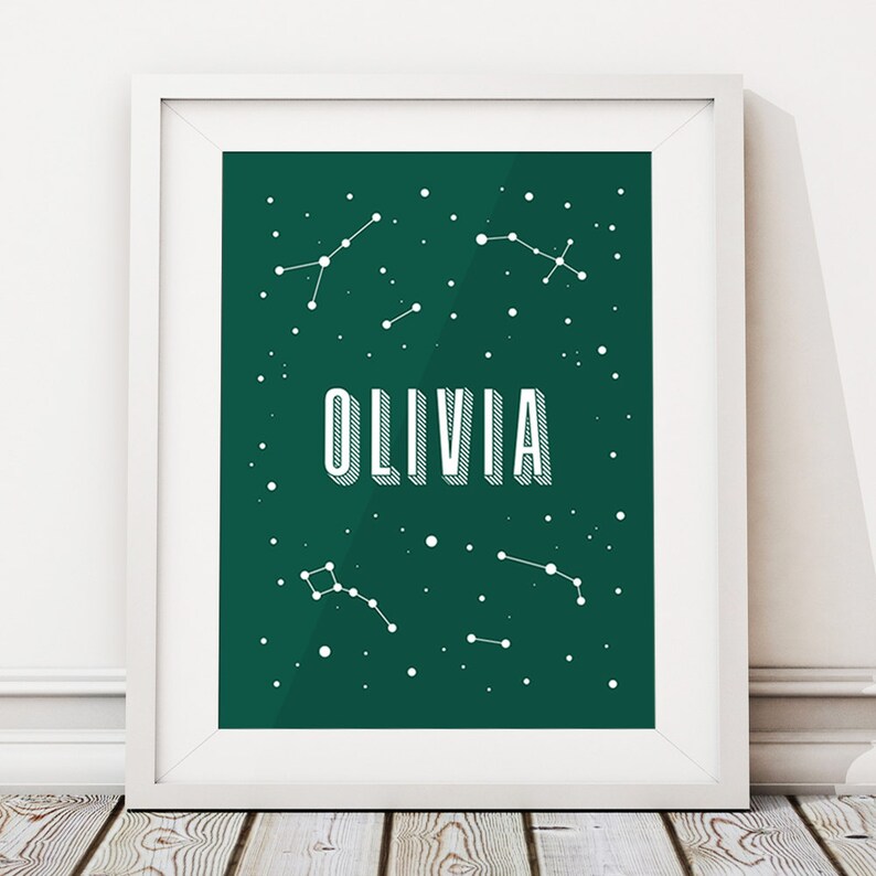 Stars Kids Room Decor unframed Childrens Bedroom Wall Art Personalised Name Print Space Art Constellation Print Nursery Art Decor