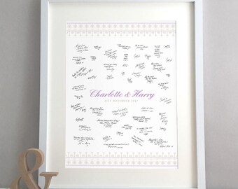 Elegant Lace Wedding Guest Book Alternative, Classic Simple Unique Vintage Wedding Guestbooks, Wedding Decor, Personalised Print (unframed)