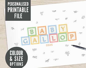 PRINTABLE DIGITAL FILE Personalised Blocks Baby Shower Guest Book Alternative, Custom Print Poster, Baby Shower Decoration Sign Gift