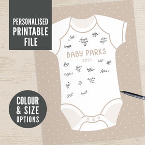Baby Shower Guest Book Alternative PRINTABLE, Decoration Sign Gift DIGITAL FILE, Baby Grow Onesie Poster Print