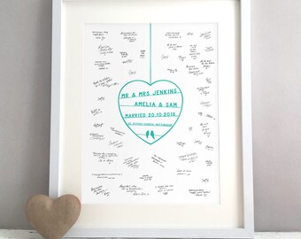 Paper Cut Style Wedding Guest Book Alternative, Modern Unique Wedding Guestbook Ideas Decor, Personalised Print Poster Birds (unframed)