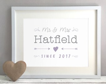 Unique Wedding Gift, Paper Anniversary Present, Gift For Couple, Romantic Wedding Gift Ideas, Custom Personalised Print Poster (unframed)