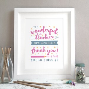 Teacher Thank You Gift, Teacher Appreciation, End Of Term Gift for Teacher, Teaching Assistant, School Year Personalised Print (unframed)