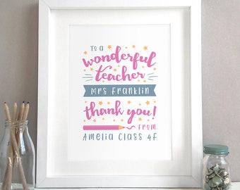 Regalo de agradecimiento del maestro, Apreciación del maestro, Regalo de fin de trimestre para el maestro, Asistente de enseñanza, Impresión personalizada del año escolar (sin marco)