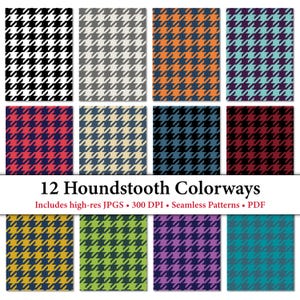 Houndstooth Pattern Pack – 12 Two-Tone Colors, Seamless (Digital Download) - 3" and 6" repeats