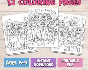 Fashion Coloring Pages for Tween Girls, 2000s Style (Digital Download)