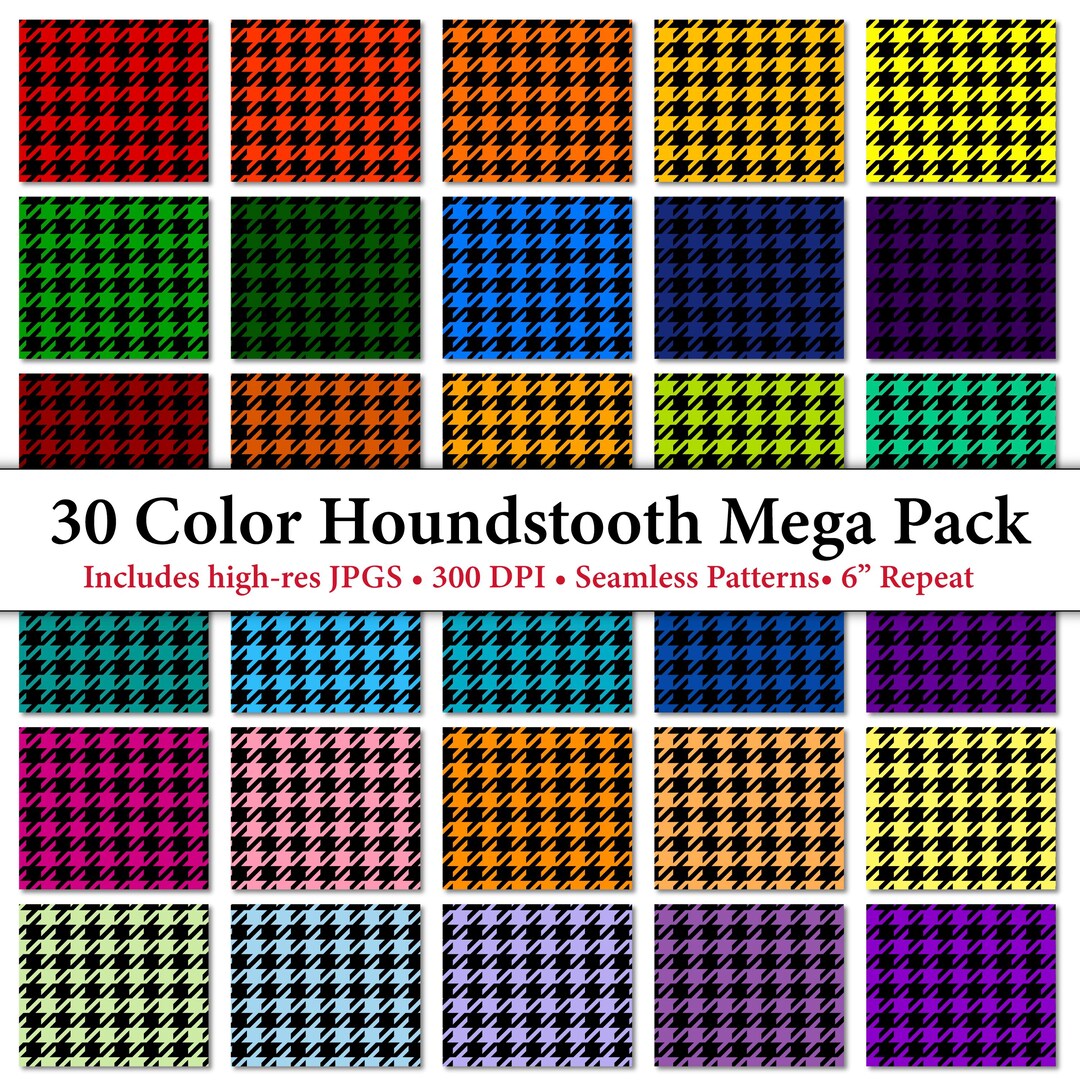 30 Color Houndstooth Mega Pack – Seamless Pattern – Digital Paper ...