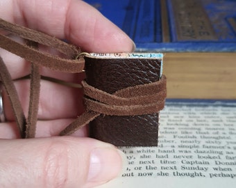 Handmade book necklace, bookish gift, mini book necklace, leather necklace, book pendant