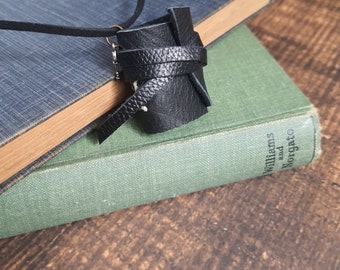 Handmade book necklace, mini book necklace, leather necklace, book lover gift