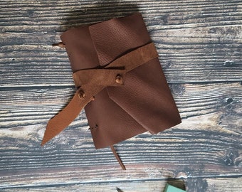 Handmade leather journal, A6 leather notebook, reclaimed leather, gift for notebook lover