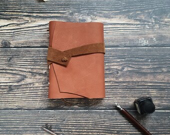Leather journal, A6 handmade leather notebook, creative journal, gift for journal lover