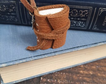 Handmade book necklace, leather mini book, tiny journal necklace, gift for book lovers