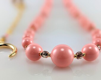 Swarovski pearl necklace, Handmade necklace, Pink pearl necklace, Unique necklace, Necklace for her, Necklace for women, Statement necklace