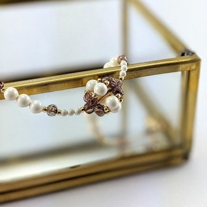Swarovski crystal pearl bracelet, Handmade bracelet, Ivory bracelet, Unique bracelet, Bracelet for her, Bracelet for women, Boho bracelet