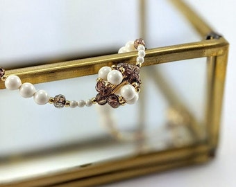 Swarovski crystal pearl bracelet, Handmade bracelet, Ivory bracelet, Unique bracelet, Bracelet for her, Bracelet for women, Boho bracelet