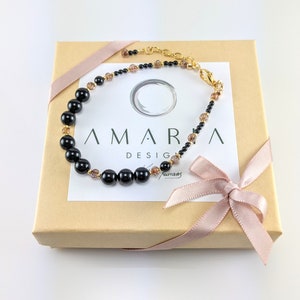 Swarovski pearl bracelet, Handmade bracelet, Black bracelet, Unique bracelet, Bracelet for her, Bracelet for women, Boho bracelet, gift