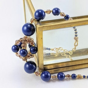 Swarovski pearl bracelet, Handmade bracelet, Lapis blue bracelet, Unique bracelet, Bracelet for her, Bracelet for women, Boho bracelet, gift