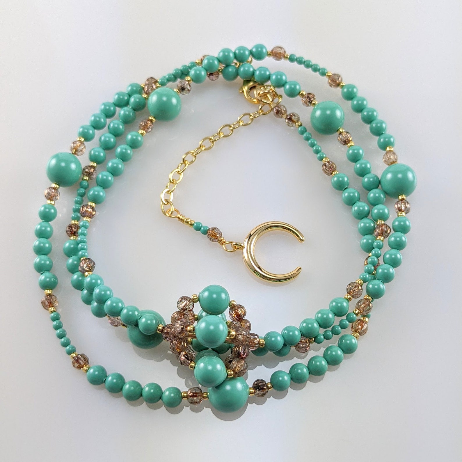 Swarovski Crystal Pearl Necklace, Handmade Necklace, Jade Necklace ...
