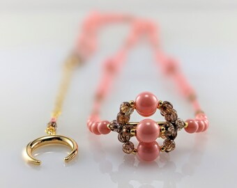 Swarovski crystal pearl necklace, Handmade necklace, Pink necklace, Unique necklace, Necklace for her, Necklace for women, boho necklace