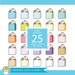 25 Grocery Bag Clipart, Colorful Groceries, Rainbow Color Bags Clip Art, PNG, Printable Supplies, Instant download