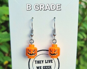 B Grade: Lego Pumpkin Drop Earrings