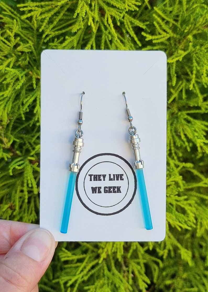 Star Wars Lego Lightsabers Drop Earrings Blue