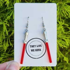 Star Wars Lego Lightsabers Drop Earrings Red