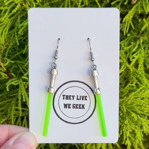 Star Wars Lego Lightsabers Drop Earrings Green