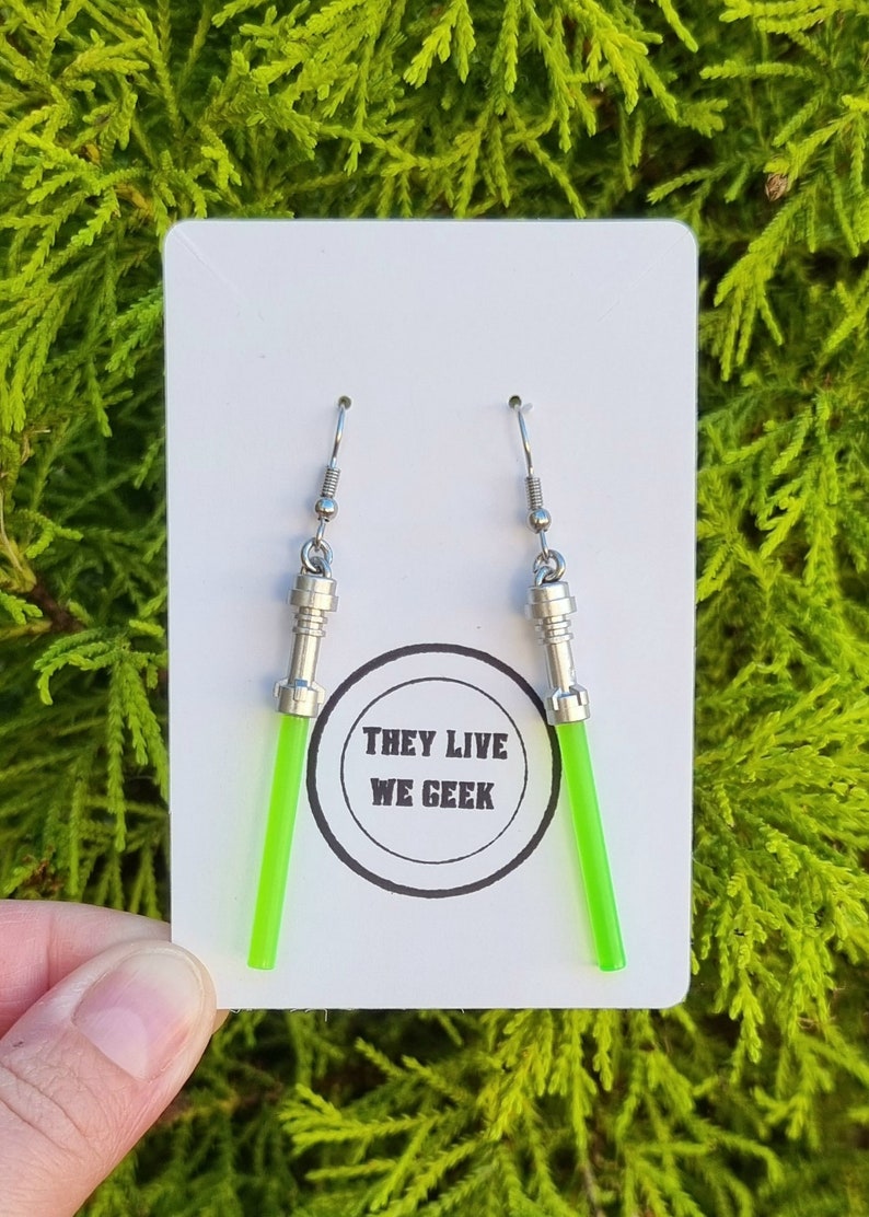 Star Wars Lego Lightsabers Drop Earrings Green