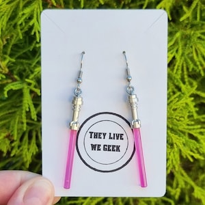 Star Wars Lego Lightsabers Drop Earrings Pink