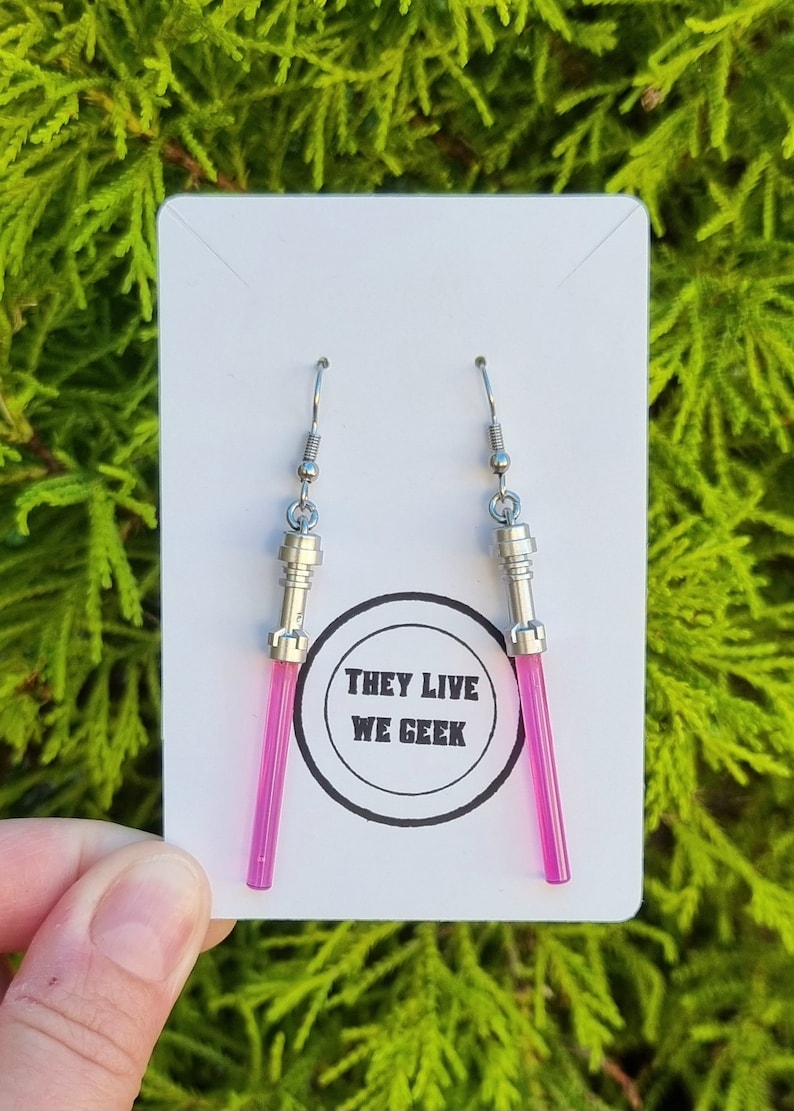 Star Wars Lego Lightsabers Drop Earrings Pink