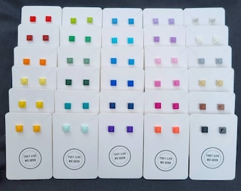 Lego Square Brick Stud Earrings