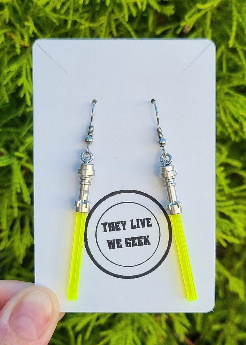 Star Wars Lego Lightsabers Drop Earrings Clear Yellow