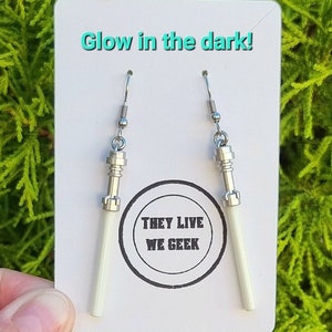 Star Wars Lego Lightsabers Drop Earrings Glow in the Dark